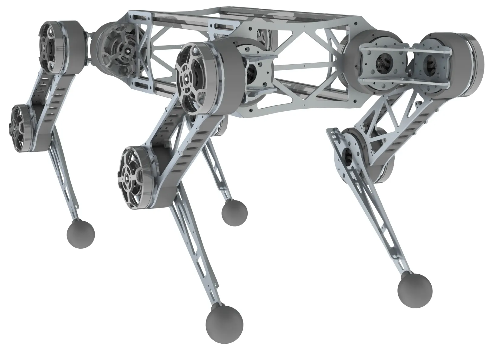 CAD model screenshot for a quadruped robot